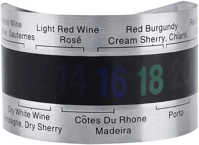 Wine Temperature, Stainless Steel Wine LCD Thermometer Bottle Beer Red Wines Bracelet Temperature Sensor