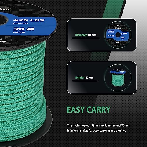 Abma Cord Paracord 425 lbs 3mm 100% Nylon 30M - Mint, Solid-mint, 30 Meters - Image 2