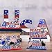 4Pcs 4th of July Table Decorations Patriotic Decorations July 4th Day Wooden Centerpieces Fourth of July Independence Day 250th Anniversary USA Red White Blue Tabletop Signs for Home Office