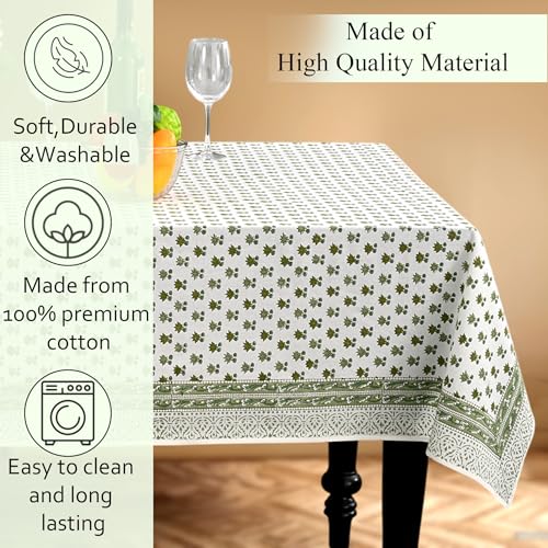 CPC Lotus Meadow Tablecloth 100% Cotton 70x108 Inch Indian Block Print Rectangle Table Cover, Table Cloth for Gifting in Weddings, Halloween, Fall, Christmas, Thanksgiving by CPC COTTON PRINT CLUB - Used condition - Image 7