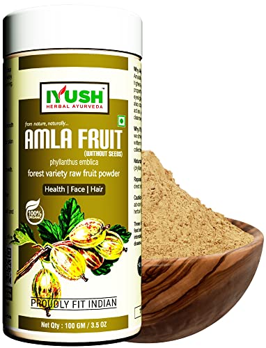 Image of IYUSH Herbal Ayurveda Wild Organic Amla Powder for Eating | Amla Powder for Drinking | Amla Powder for Hair Growth Organic | Amla Powder for Skin | 100gm
