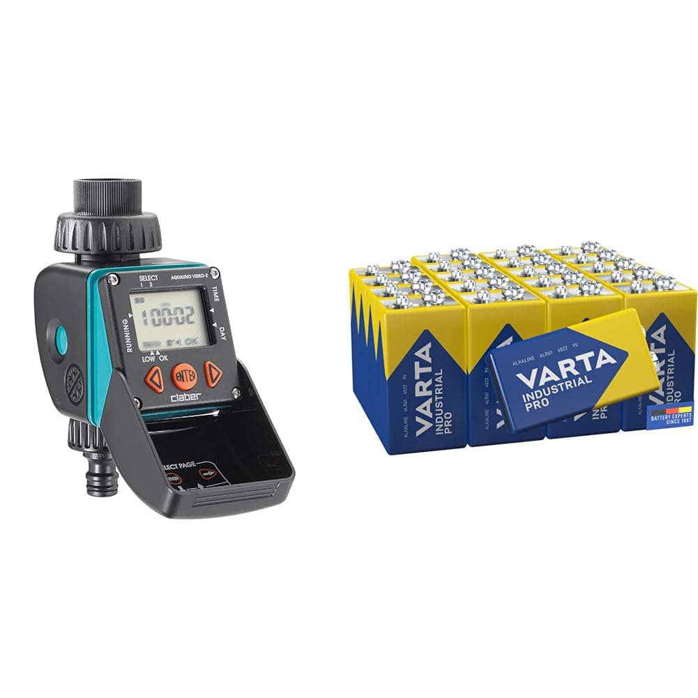 Programmateur arrosage Aquauno Video-2 Claber et piles 9V VARTA