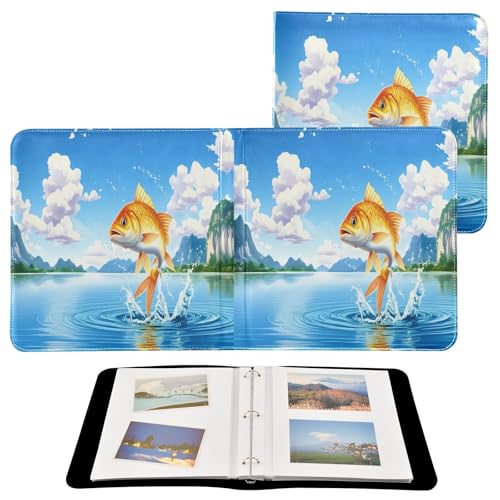 JUMBEAR Álbum de fotos grande autoadhesivo con 20 páginas, álbum de recortes para boda, familia, bebé, vacaciones, carpa dorada