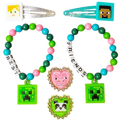 LUV HER Minecraft Girls BFF 6 Piece Toy Jewelry Box Set with 2 Rings 2 Bead Bracelets and Snap Hair Clips Ages 3+