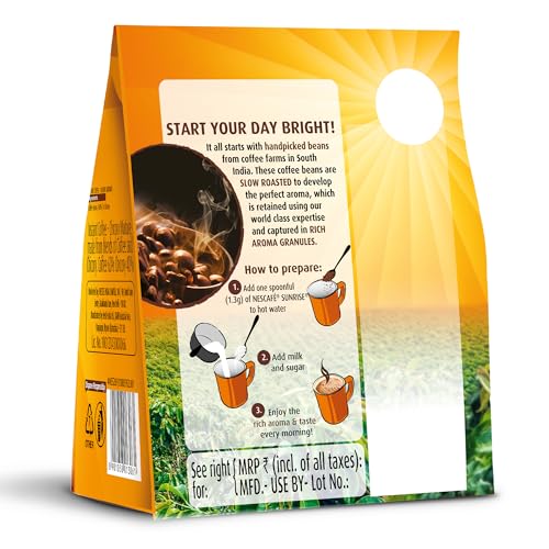 Image of Sunrise Instant Coffee Powder|Strong Taste For The Perfect Start To Your Day|Coffee Chicory-Mix|190g /200g, Stabilo Pack, Bag (Pack of 3)