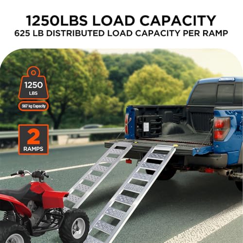 Rampas de carga de aluminio 77 in L x 13 in W, par resistente 1250 lbs miniatura 6