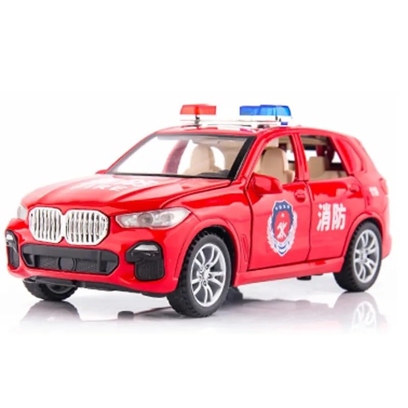 Image of Exclusive Alloy Metal Pull Back Die-cast Car Scale Model with Sound Light Mini Auto Toy for Kids Metal Model Toy Car with Sound and Light?New Version? (1.32 Scale B-M-W-X7 Police - RED)