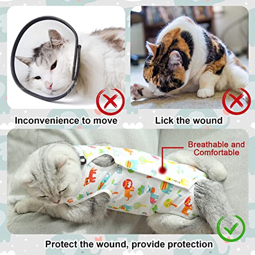 HACRAHO-Cat-Recovery-Suit-1-PCS-Elephant-Pattern-Thin-Cotton-Cat-Recovery-Kit-Breathable-Cat-Surgery-Protective-Shirt-After-Recovery-Surgery-for-Small-Cats-and-Puppies-M