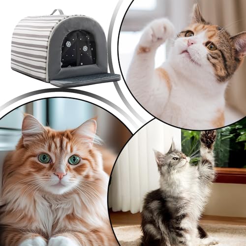 Lit d'extérieur pour chat imperméable et isolant avec bloc fraîcheur intégré