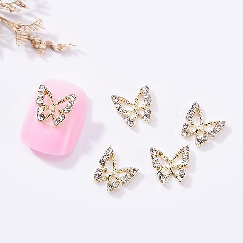 Miniatura 5 de 20 dijes de aleación brillante de mariposa para uñas, diamantes de imitación de mariposa de cristal, dijes de uñas 3D para uñas acrílicas, mariposas
