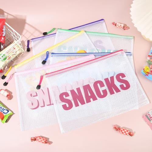 6PCS Snack Bag for Travel Clear Zipper SnackPouch Waterproof Makeup Cosmetic Bags for Women Girls Clear Pouch for Essentials2