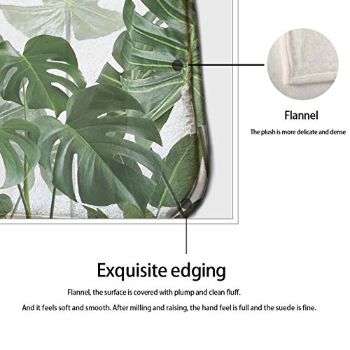 4 Pcs Tropical Leaves Plant Shower Curtain Sets With Rugs, Toilet Lid Cover Carpet And Bath Mat, Bathroom Theme Set With Shower Curtain And 12 Hooks #TOP6