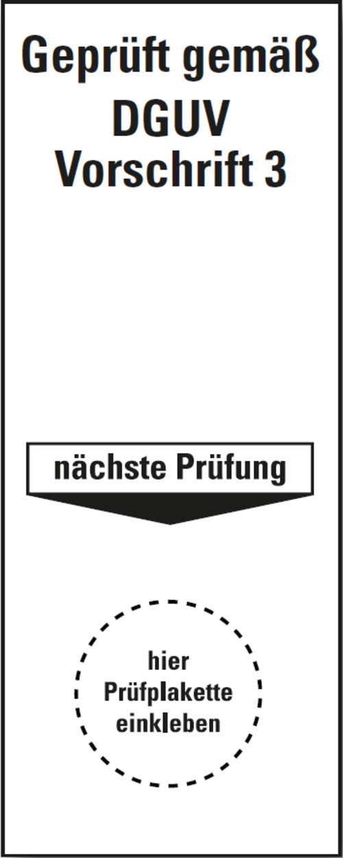 Prüfplakette DGUV Vorschrift 3 – Nächste Prüfung – Folienaufkleber 100x40mm – Made In Germany, Wählbare Stückzahl