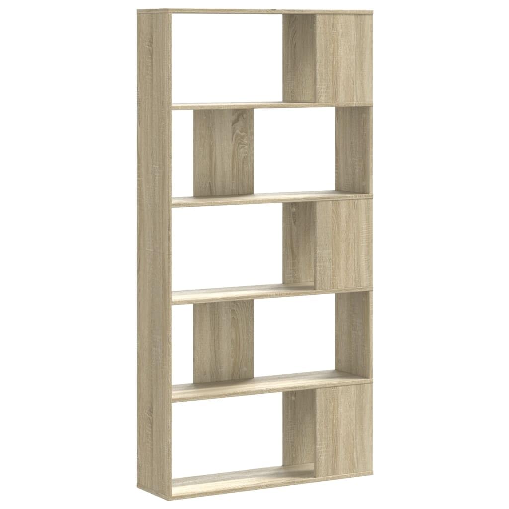Libreria in rovere Sonoma, 5 ripiani, 80,5 x 23,5 x 162,5 cm, in legno, divisorio per ufficio, soggiorno, cameretta dei bambini