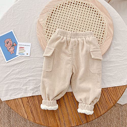 Morubut Toddler Baby Girls Boys Corduroy Pants Fleece Lined Thick Long Pants (Beige, 12-18 Months) #TOP1