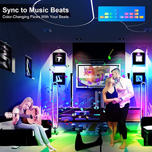 RGBW Lampadaire LED, ERAY Smart WiFi Lampadaire sur Pied Lampe d'Ambiance Multicolore Dimmable avec Télécommande et APP, Musique Sync, Lampe Moderne Decoration Intérieur, Salon, Chambre, Salle de Jeux - Image 7