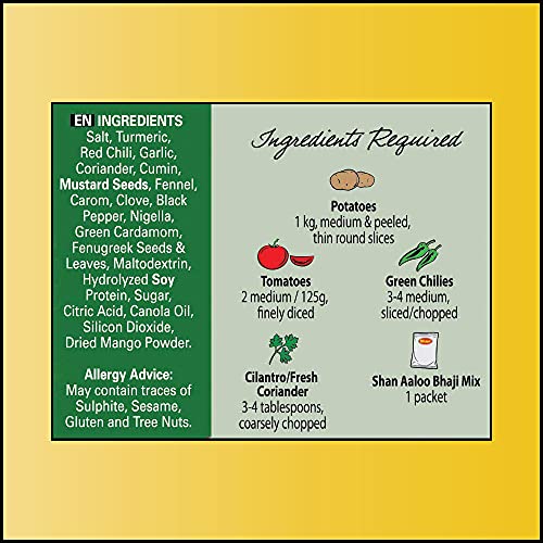 Shan Aaloo Bhaji Recipe and Seasoning Mix 1.76 oz (50g) - Spice Powder for Traditional Spicy Potatoes Curry - Suitable for Vegetarians - Airtight Bag in a Box