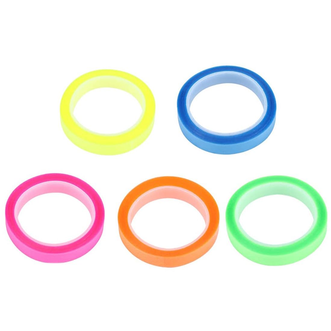 USTNIR 5 Rollos de Cintas Adhesivas de Colores Fluorescentes Removibles, Marcador Adhesivo Transparente de Páginas, Índices Adhesivos,Sticky Notes,Marcadores Adhesivos,Notas Autoadhesivas Largas