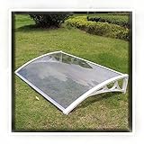 Vordach Haustür Überdachung Polycarbonat Platte Gewölbt Türvordach Dachterrasse Pultvordach Regen-Schnee-Schutz Aluminiumhalterung Zum Draußen Balkon, Weiß,Anpassbar