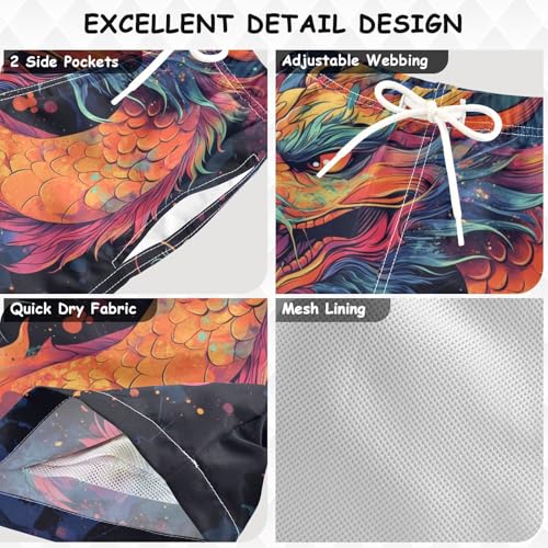 Pigsaly Boys Swim Trunks Featuring Dragon Boys Board Shorts Swimsuit Swimwear Summer Bathing Suit S Multicolor3