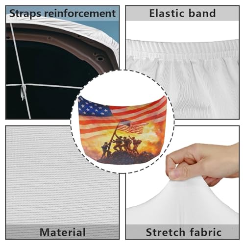 Image of Patriotism Design Car Hood Cover Elastic Polyester Car Hood Protector Waterproof Auto Flag Auto Exterior Accessories for Most Sedans SUV Pickup Trucks Jeeps