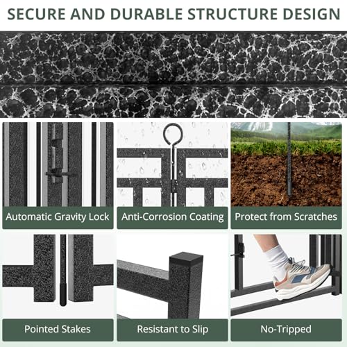 Image of Dog Fence Outdoor Indoor, 32 inch Inch Height 8 Panels Dog Playpen for Large /Medium /Small Dogs Metal Dog Pen for Yard Camping and RV | Black-Silver