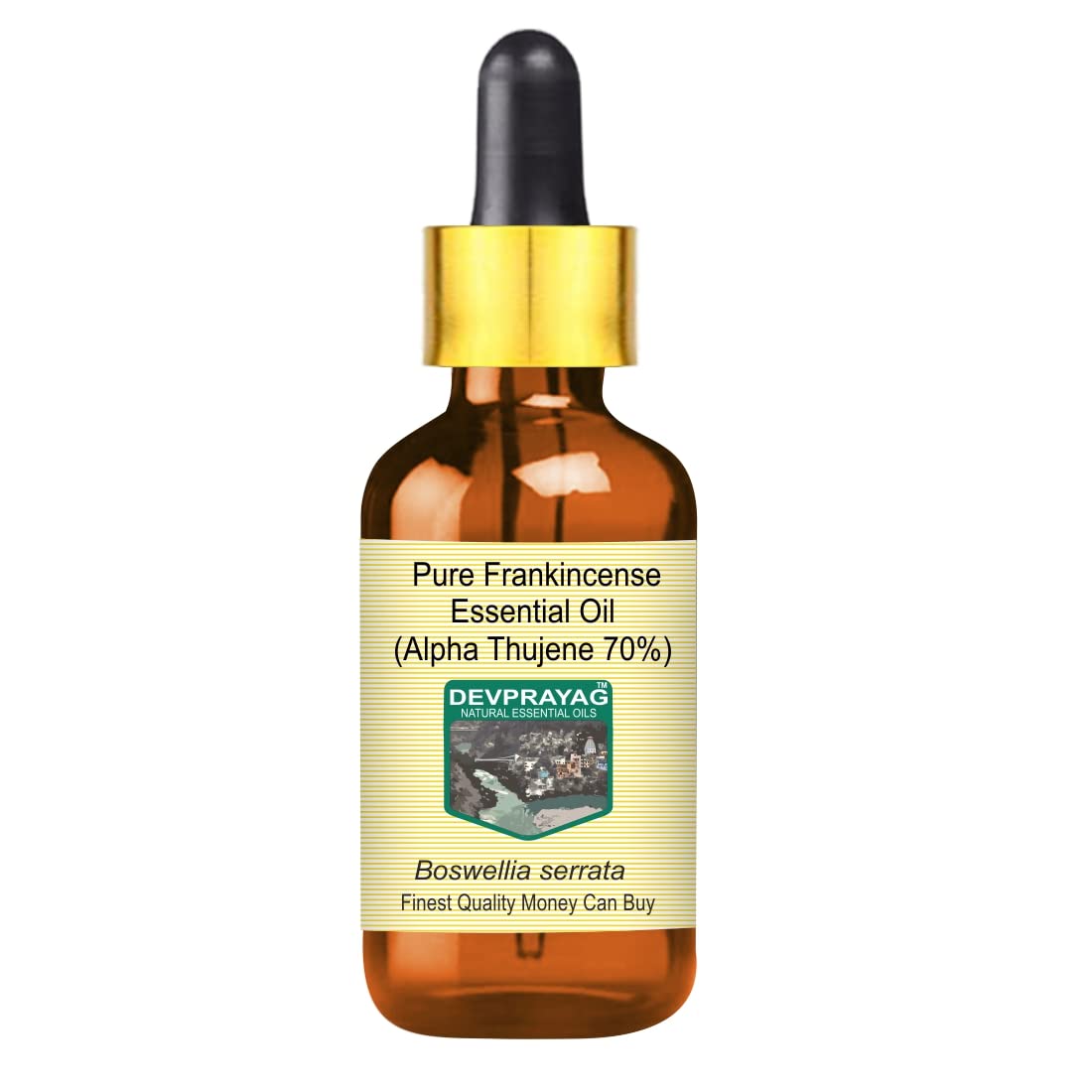 DEVPRAYAGPure Frankincense Essential Oil (Alpha Thujene 70%) Boswellia serrata with Glass Dropper Natural Therapeutic Grade Steam Distilled 30ml (1 oz)