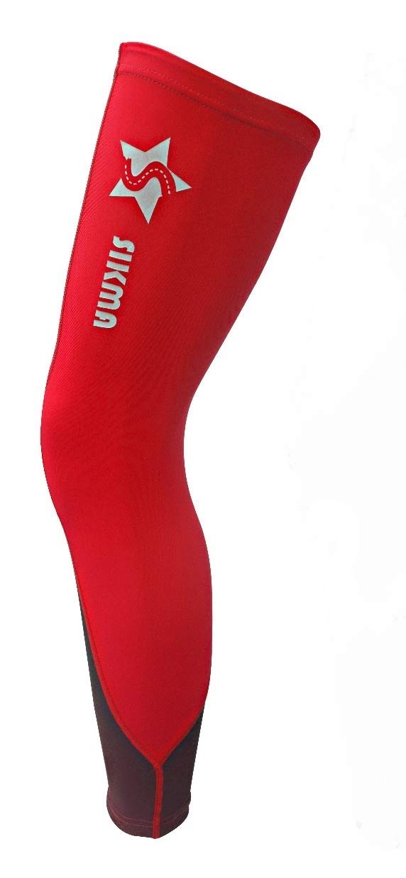 Sikma Cycling Leg Warmer UV Sun Protection Bicycle Knee Running Warmer (Black/Red, S/M)