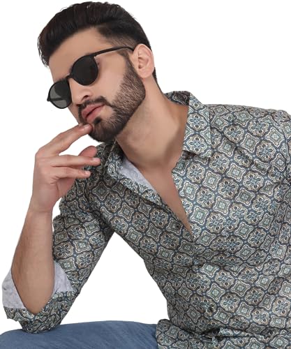 Image of TB Trybuy.in Retro Full Sleeve Casual Linen Printed Shirt for Men