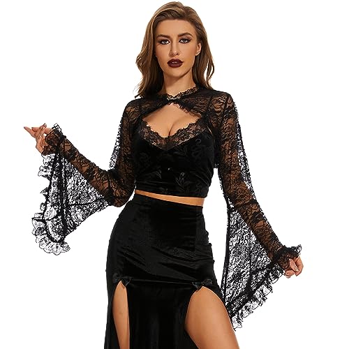Image of Century Star Mesh Shrug for Women Long Sleeve Sheer Fishnet Cover Up
