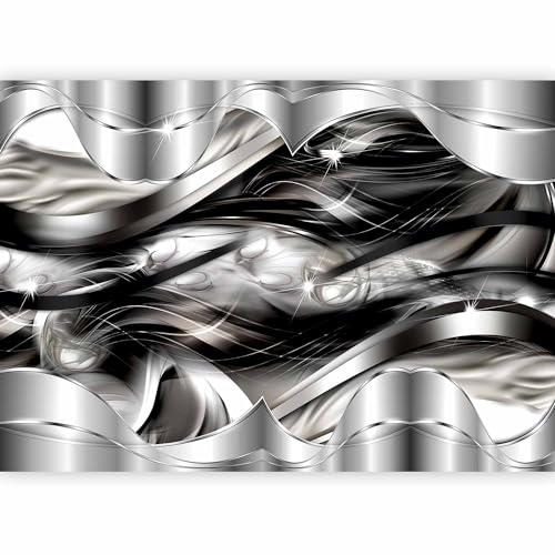artgeist Wall Mural Silver Abstract 154x110 in - Peel and Stick Self-Adhesive Wallpaper Removable Large Sticker Foil Wall Decor Print Picture Image Design a-A-0101-a-b
