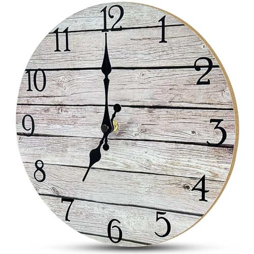 Xpieoyrm 10 Pouces Horloge Murale Ronde en Bois, 25cm...