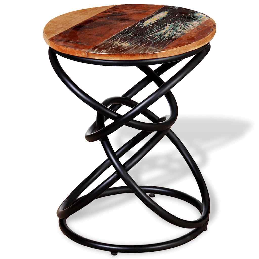 Tavolino rotondo in legno massiccio, 40 x 50 cm, vintage, metallo