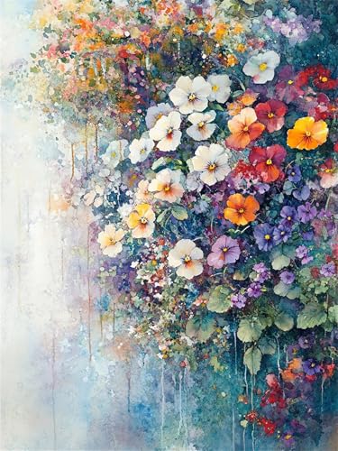 Kit de Pintar por Números sin Mezclar Colores: Cuadros de Flores 80x100cm para Lienzo
