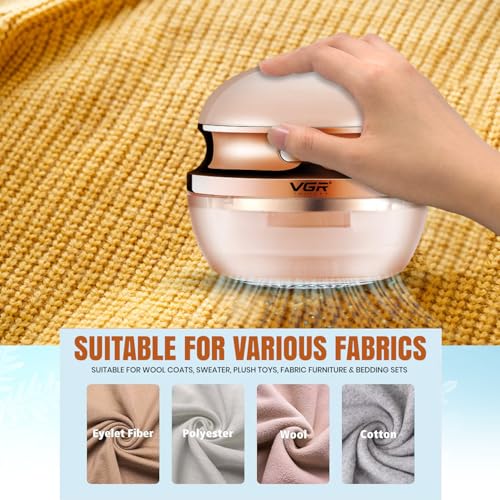 Image of VGR V-817 Professional Lint Remover for Clothes | High-Speed 6-Blade Fabric Shaver | Type-C Fast Charging | Portable Fuzz, Pill & Hair Remover for Sweaters, Blankets & Furniture, Champagne Gold