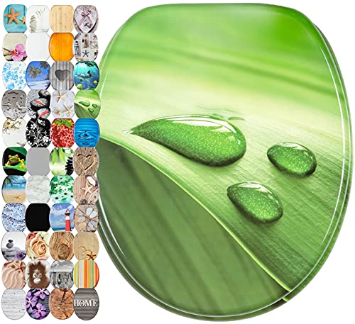 Sanilo Abattant WC frein de chute, Grande sélection de lunettes de toilette avec abaissement automatique, Fixation facile (Feuille verte)