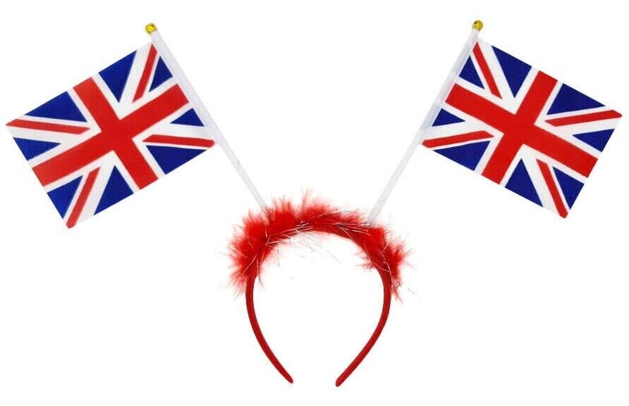 evelay Union Jack Headband Bopper With Flags British Fancy Dress celebrating in style King Charles III's Coronation