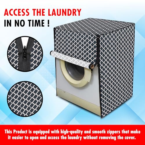 Image of Lithara Front Load Fully Automatic Washing Machine Cover for LG, Samsung, IFB, Whirlpool, Suitable for 7 kg & 7.5 KG - Waterproof, Dustproof Cover (Print-11)
