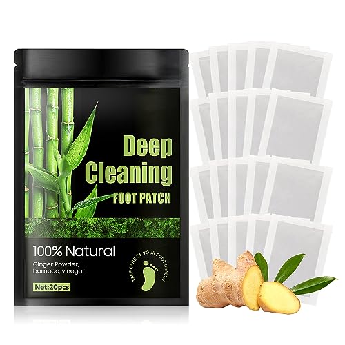 Deep Cleansing Foot Pads – 20 PCS Organic Bamboo Foot Patches for Better Sleep and Stress Relief | Pure Natural Bamboo Vinegar and Ginger Powder Premium Ingredients Combination for Foot and Body Care
