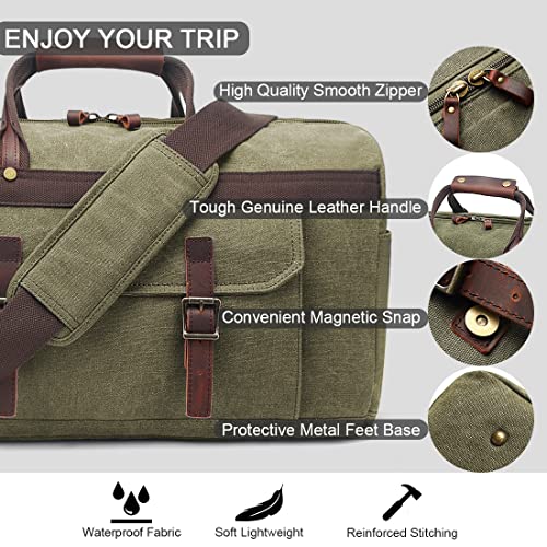 Duffle Bag for Men Waterproof Genuine Leather Canvas Travel Duffel Bags for Women Overnight Weekender Bag for Traveling3