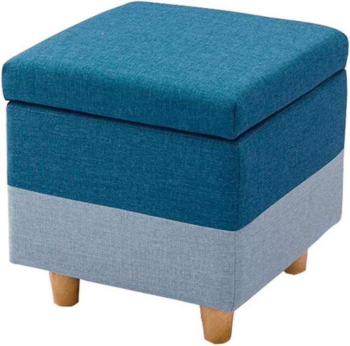 Tabouret de rangement en lin banc multifonctionnel et repose-pieds pour salon