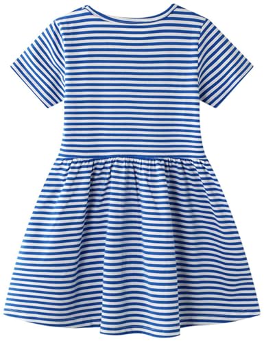 Image of Hongshilian Little Girls Cotton Casual Dress Cartoon Print T-Shirt Short Sleeve Skirt Dresses