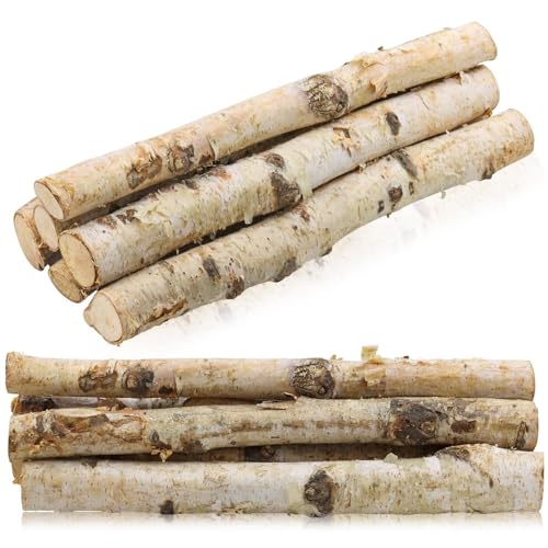 Uplama 6 Pack Decorative White Birch Branches, 12' Long Slender Sticks (0.8'-1.2' Diameter) - Natural Wood Vase Fillers for DIY Crafts, Table Centerpieces & Rustic Home Decor