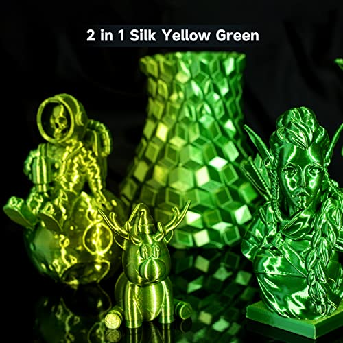 Image of Gratkit Silk Dual Color PLA Filament, Coextrusion PLA Filament 1.75mm, + /-0.03mm, 1KG /Roll, Silk PLA Yellow & Green