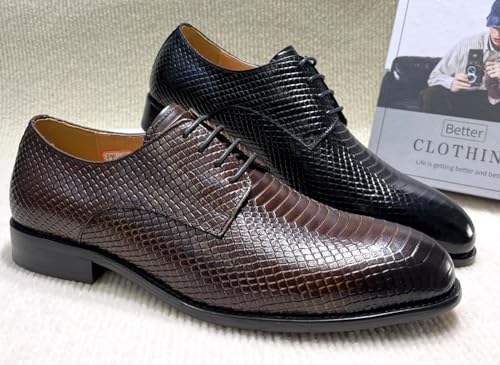 Santimon Men’s Textured Oxfords Formal Dress Shoes - Lace-Up Leather Business Shoes for Men Classic Snakeskin Pattern Wedding Office3