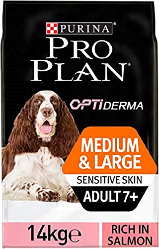 Purina Pro Plan Medium Large Adult 7+ Sensitive Skin OPTI Derma Salmon Comida para Perros - 14000 gr