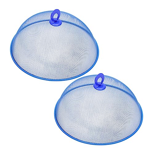 DECHOUS 2pcs Wrought Iron Food Cover (28cm Blue) 2pcs Outdoors Mesh Outdoor Teepee Food Protector Food Tent Cover Dining Table Protector Cake Net Pineapple Button Food Plate Protection