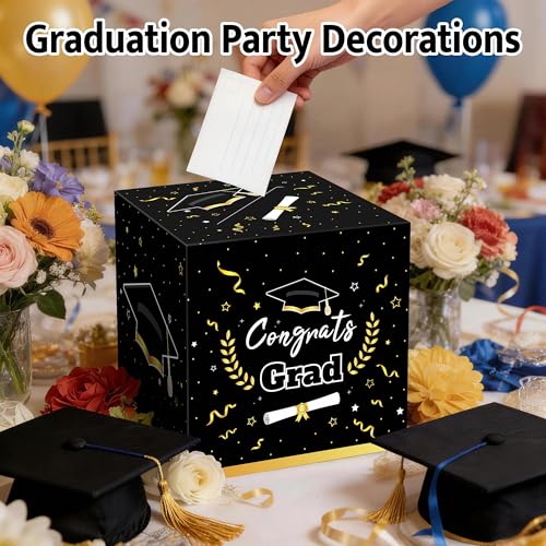 Image of Kelool Graduation Card Box 2026 Graduation Decorations 2026 Congrats Grad Card Boxes 9x 9 x 9 inches Gift Cards Box for Graduation Party Favors Decor Supplies Props