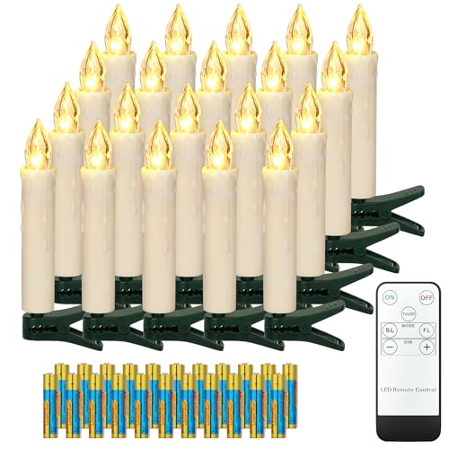 FREEPOWER 20er LED Weihnachtsbaum Kerzen Set mit Fernbedienung