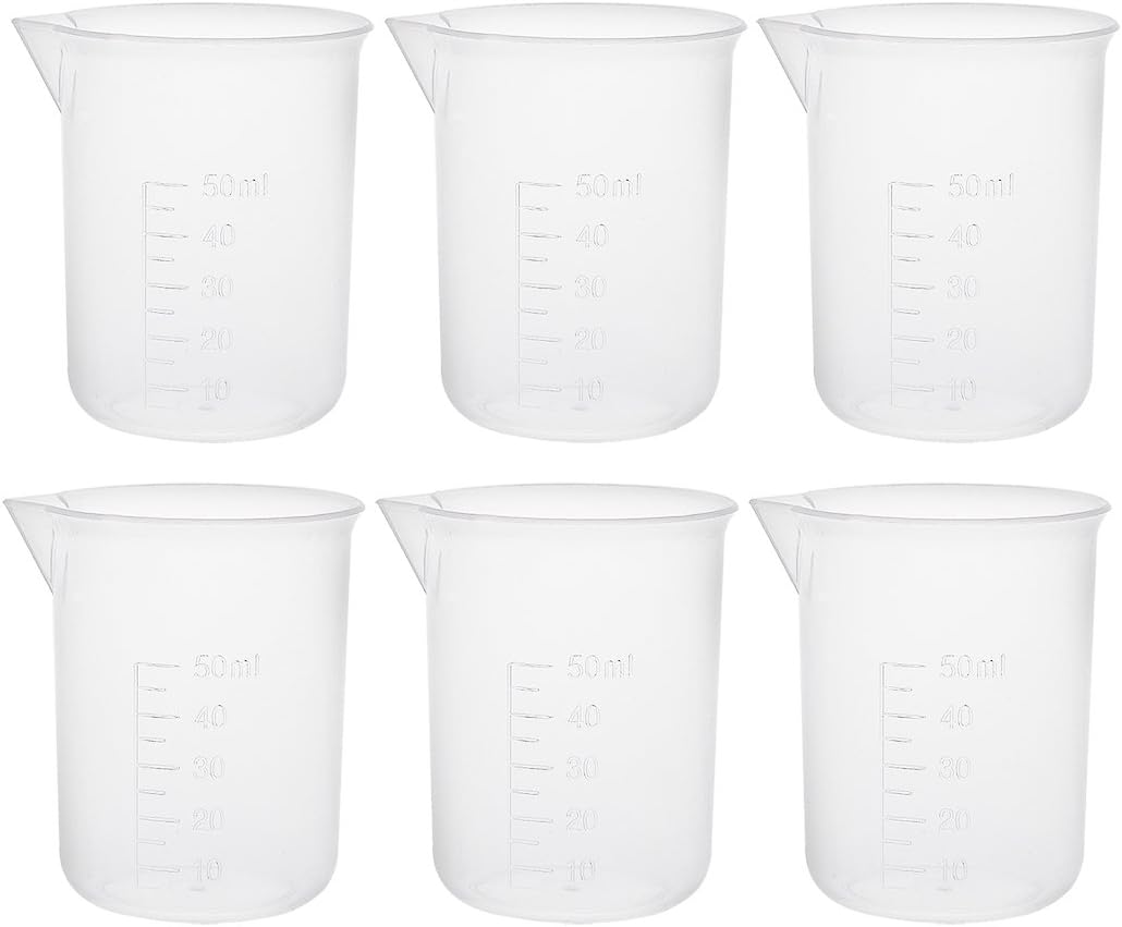8 pcs Plastic Graduated Beakers Transparent Lab Measuring